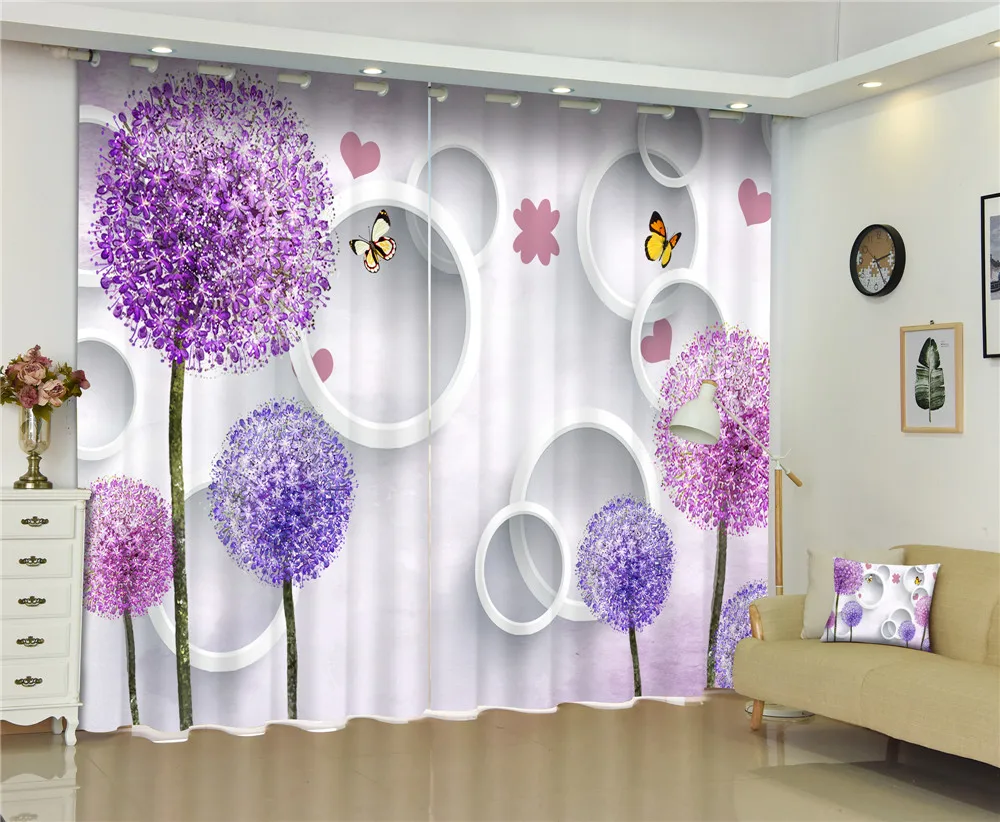 

Curtains Dandelion Luxury Blackout 3D Curtains For Living Room office Decor Bedroom Drapes cortinas Rideaux Customized size