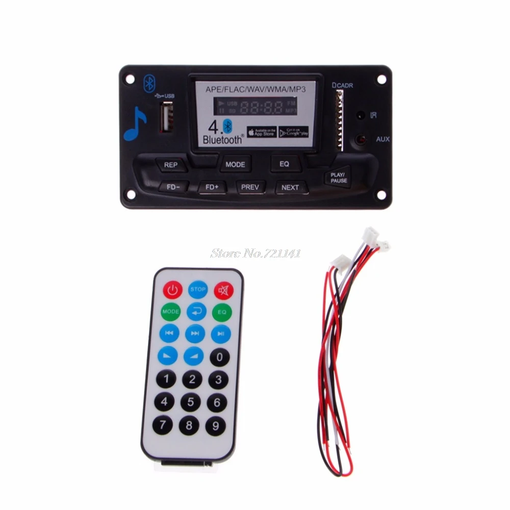 

4.0 Bluetooth MP3 Decoder Board Module 12V DIY USB SD MMC APE FLAC WAV AUX FM Remote Integrated Circuits