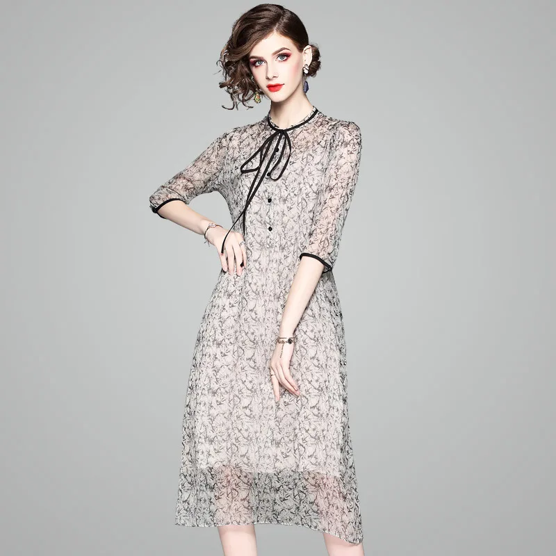 

shirt-style floral lace silk dress 2019 spring summer women long casual sexy bohemian beach dresses plus size boho slim fairy