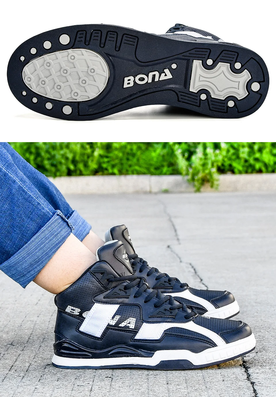 BONA/Новое поступление; классические стильные мужские баскетбольные кроссовки; кожаная мужская спортивная обувь на шнуровке; мужские кроссовки для бега;