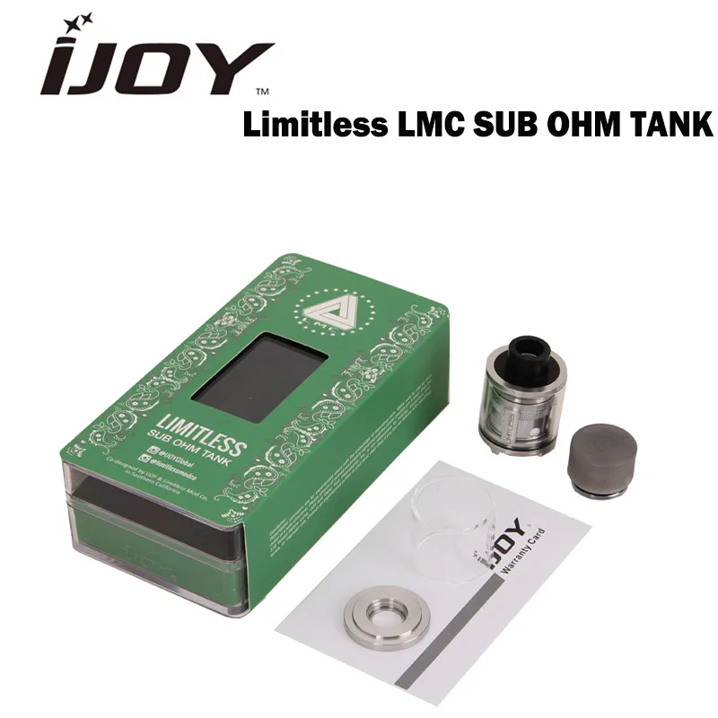 

Original Ijoy Limitless LMC Sub ohm Tank Atomizer with Chip Coil 2.0ml Capacity 6ml Upgrade Glass Tube Top Filling Vaporizer