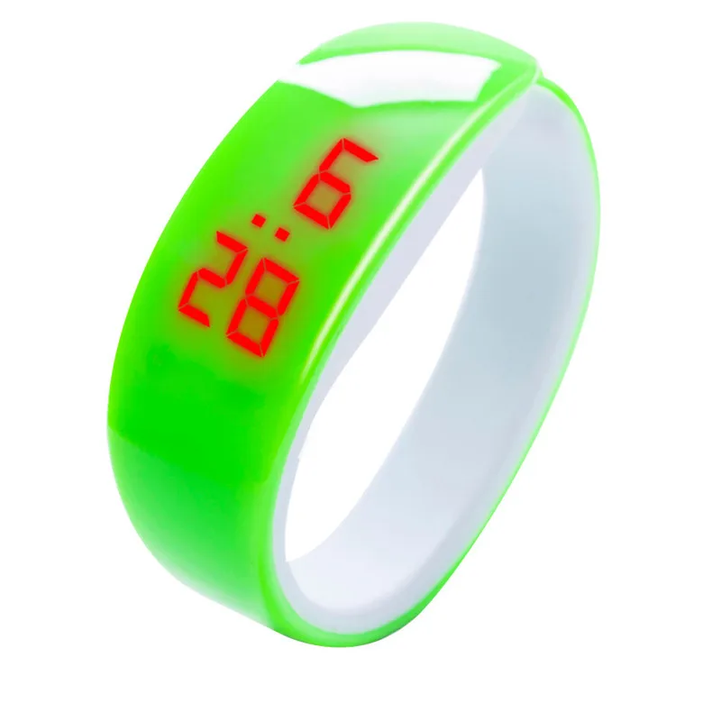 Модные светодиодный цифровой выставка браслетов часы новые детские студентов силикагель спортивные часы reloj Депортиво hombre A4 - Цвет: Зеленый