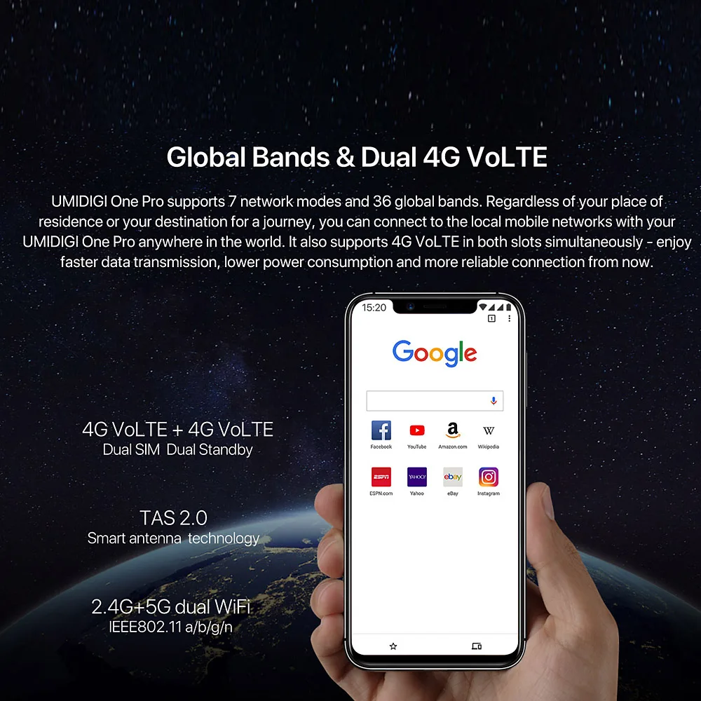 Global Bands UMIDIGI One Pro 5.9inch Notch 19:9 Bezel-less Full Screen Android 8.1 Mobile Phone 4GB 64GB Octa Core Smartphone