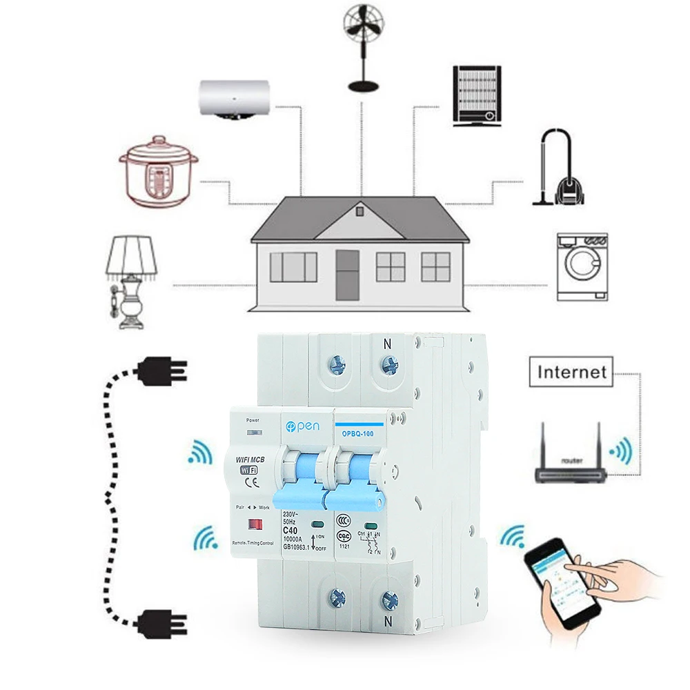 

Smart Life 2P 40A Remote Control Wifi Circuit Breaker /Smart Switch overload ,short circuit protection for Smart home