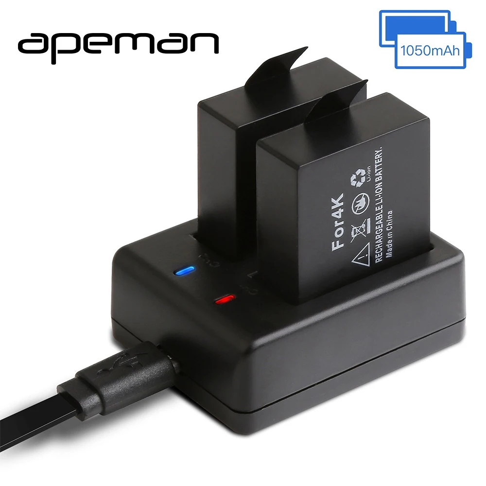 Apeman Dual Battery Action Camera Charger for SJCAM SJ4000 SJ5000 Eken
