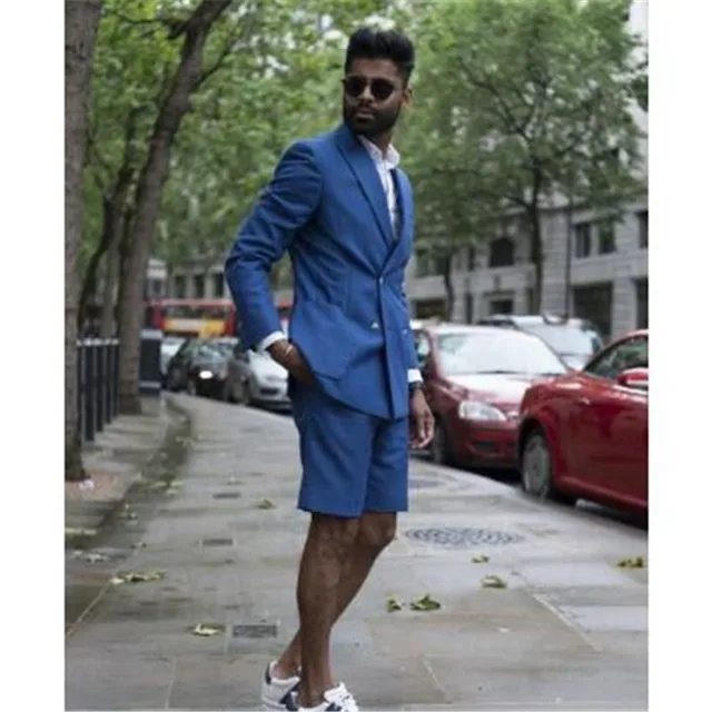 Summer Style Casual Men Suits With Short Pants 2 Pieces(Jacket+Pants