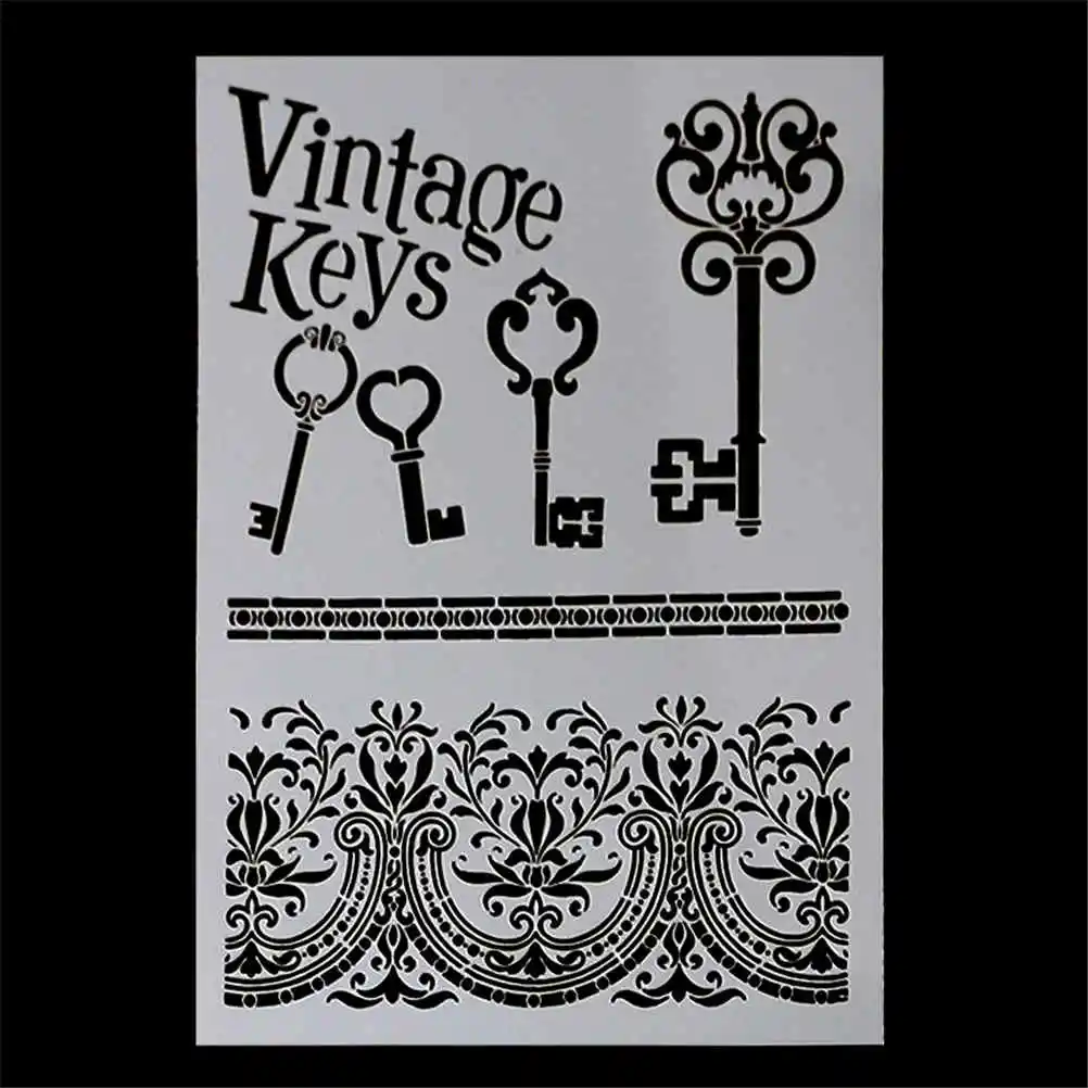 

Decorative Embossing lace frame vintage keys Craft Layering Stencils For Walls Painting Scrapbooking Stamping Stamp Album