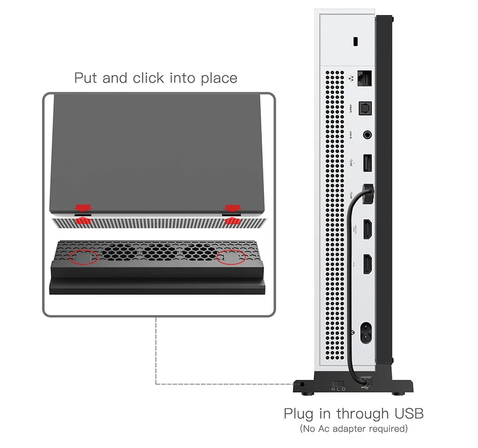 Игровая консоль вертикальная подставка охлаждающий вентилятор с высоким/Низкий уровень двойной Порты USB расширен для Xbox One Slim консоли держатель стенд