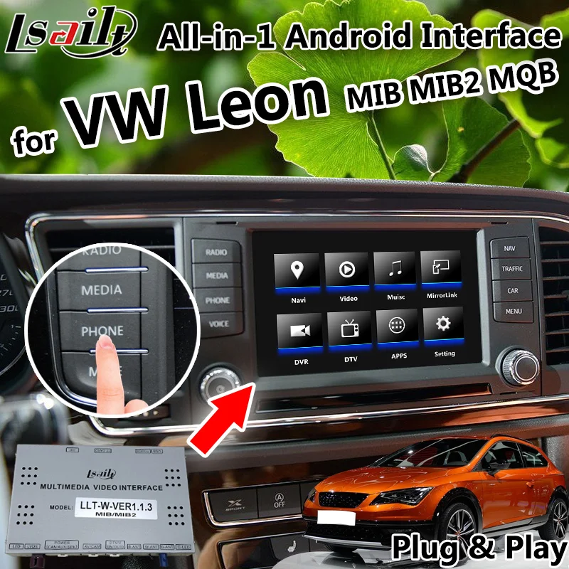Android 6.0 / 7.1 / 8.0 GPS Navigation Box for Volkswagen Seat Leon MQB MIB MIB2 with youtube carplay Android auto