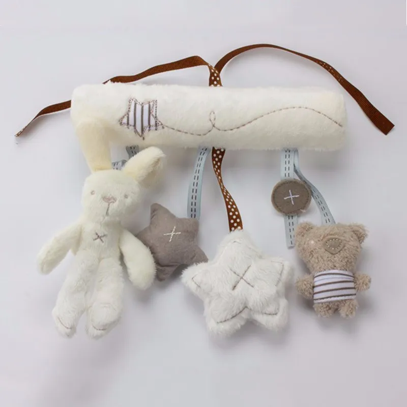 Rabbit baby hanging bed safety seat plush toy Hand Bell Multifunctional Plush Toy Stroller Mobile Gifts