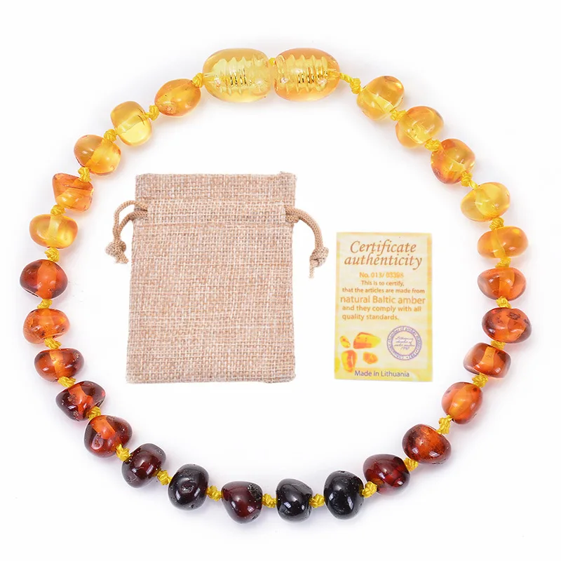 Natural Amber Teething Bracelets Anklets Teether Handmade Original Jewelry Baltic Amber Beads for Baby Shower Gift Wholesale