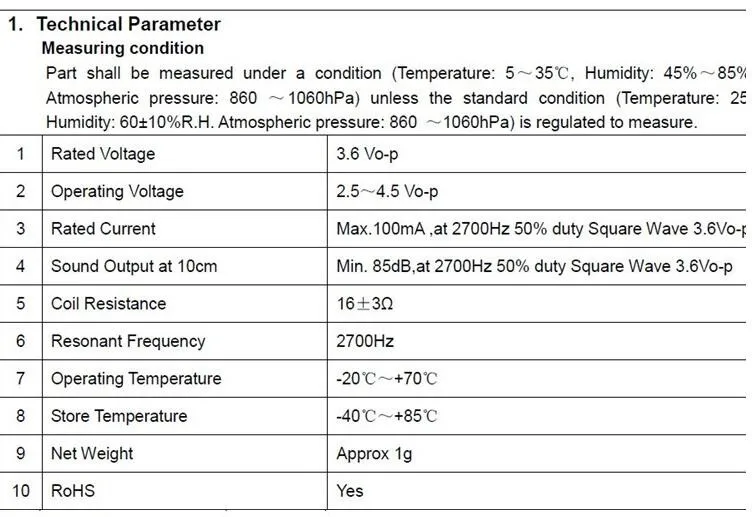 MLT-8530 AAC пассивный SMD Зуммер заплатки сбоку произносить звук 8,5*8,5*3 мм