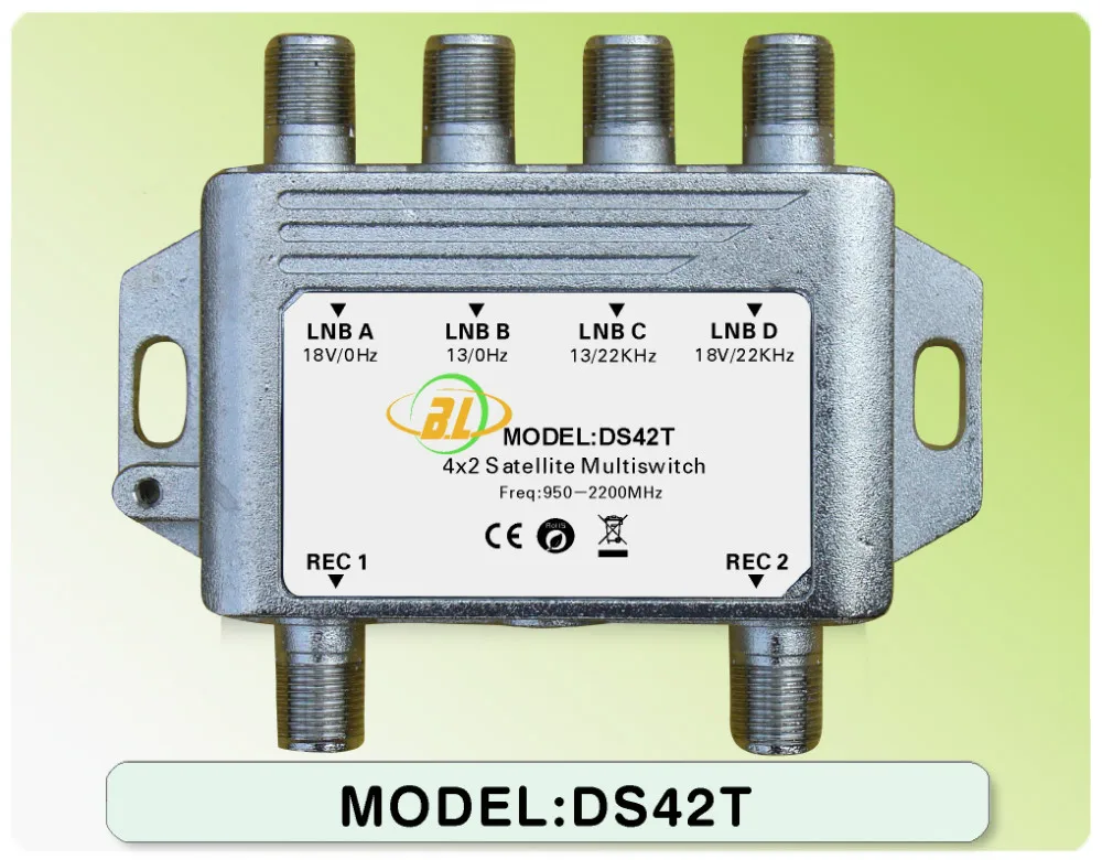 Satellite multiswitch DS42T Connect the LNB and the receiver 4 SATV program for 2 users diseqc