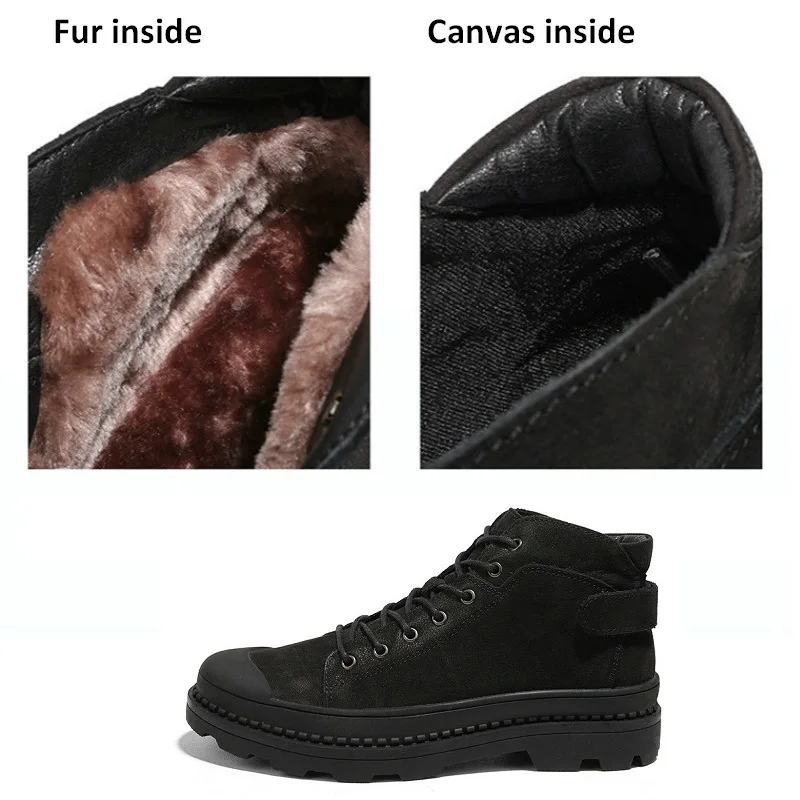 Мужские ботинки из натуральной кожи; модные дизайнерские Брендовые ботильоны с теплым мехом внутри; Мужская зимняя обувь; ботинки; большие размеры 37-46