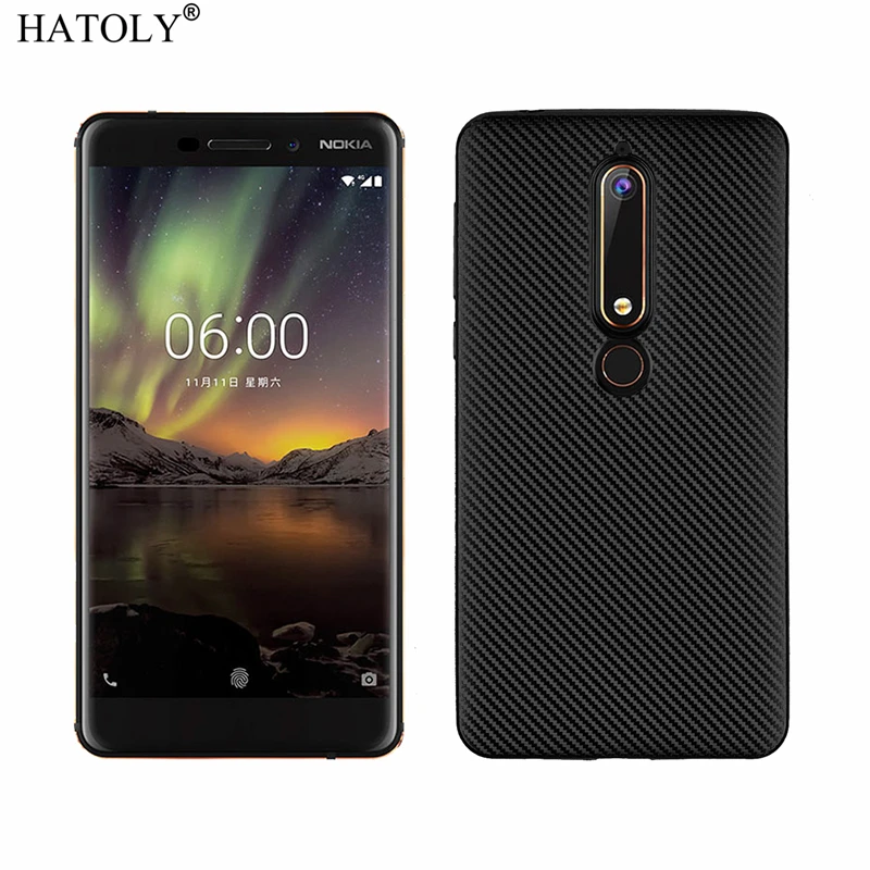 HATOLY для Fundas Nokia 6,1 чехол для Nokia 6 Ультратонкий Мягкий ТПУ/углеродное волокно задняя крышка для Nokia 6,1 TA-1043 TA-1050