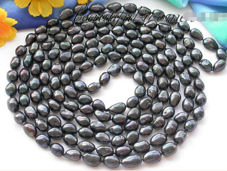 

Fast SHIPPING * Z3393 BEAUTIFUL 100" 14mm black baroque freshwater pearl necklace (A0329)