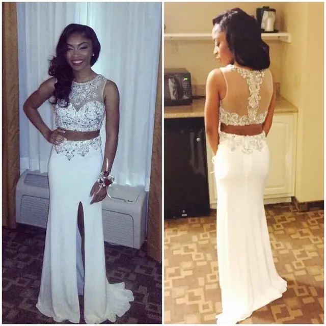 White Mesh Prom Dress
