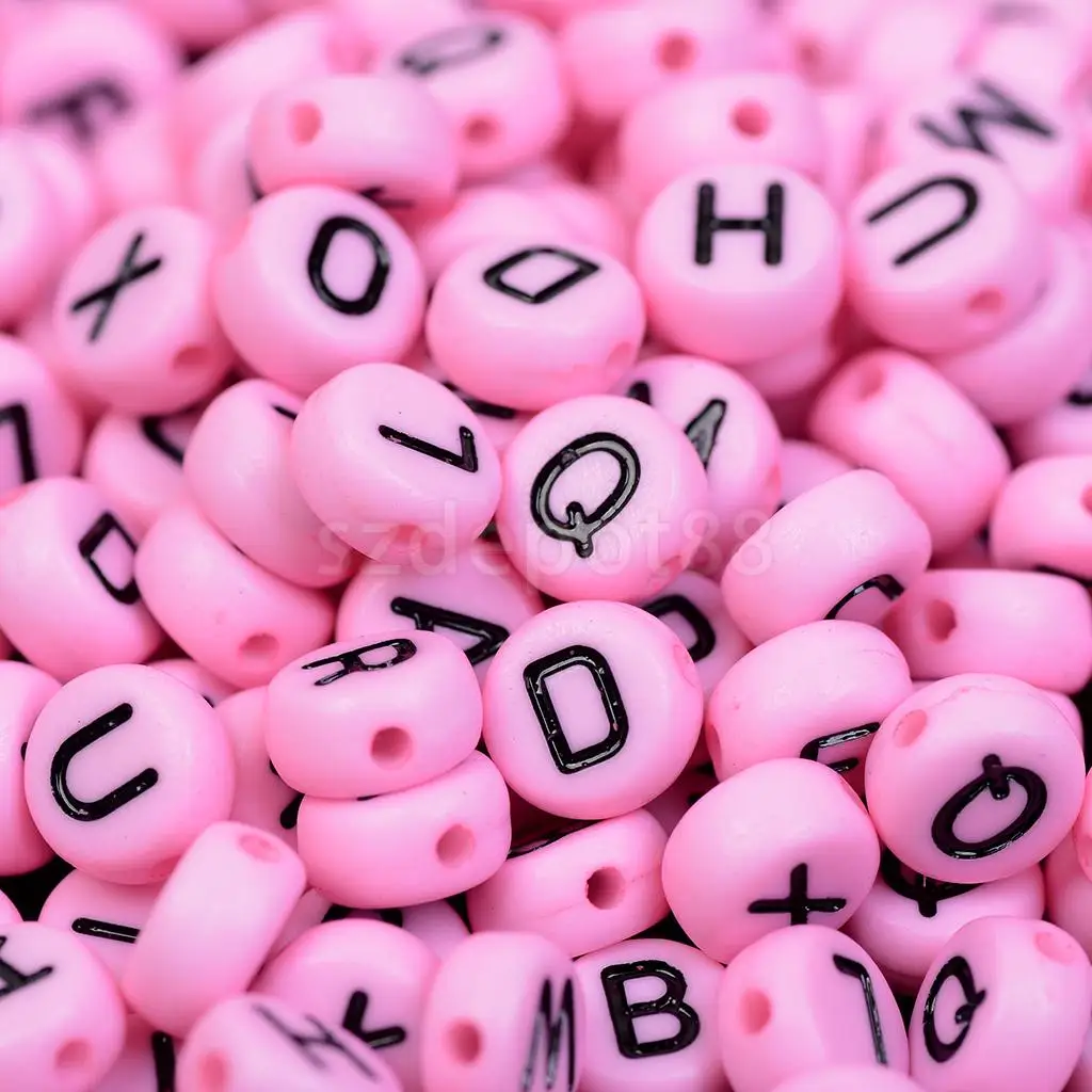 200 Pcs Round Acrylic Mixed Color Alphabet Loose Spacer Beads For Jewelry Making 7 mm Letter Beads Charms Bracelet Necklace