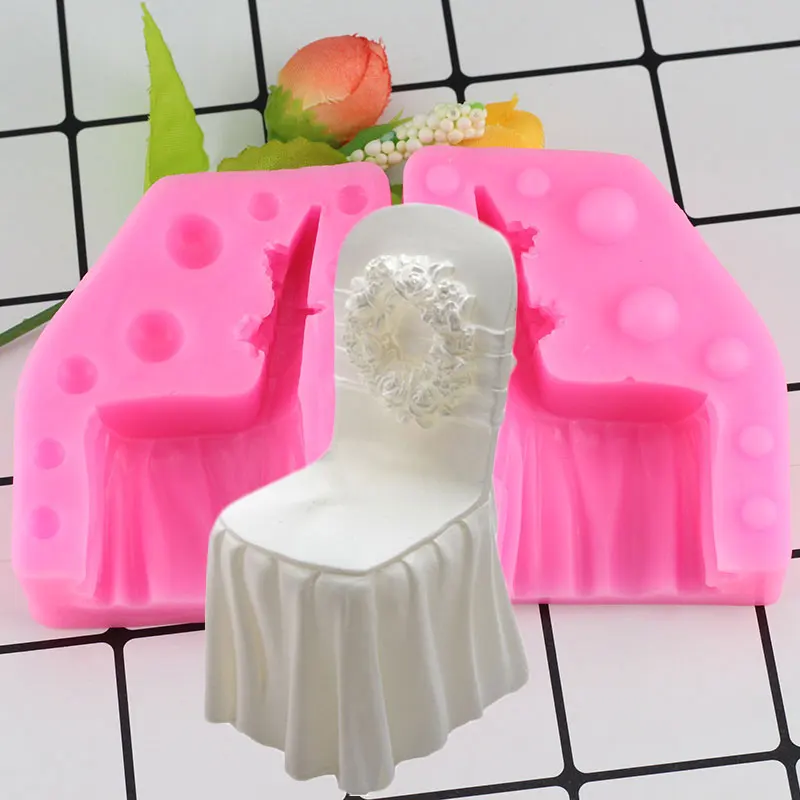 

Baking Sugarcraft Silicone Mold Fondant Decorating Tool Gum Psate Wedding Chair Cake Mold