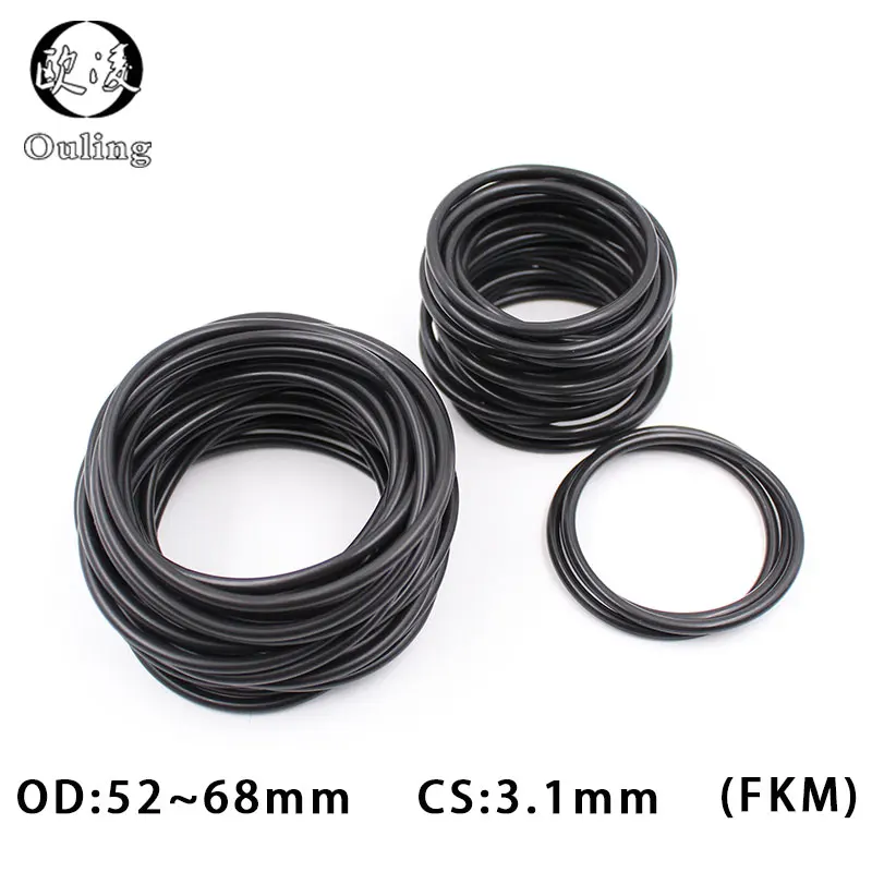 

1PC Black FKM Rubber O-rings Seals 3.1mm Thickness OD52/54/55/56/58/60/61/62/65/68mm ORings Seal Gasket Oil Ring Sealing Washer