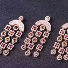 Натуральный многоцветный Турмалин Подвеска S925 серебро Природный камень кулон Цепочки и ожерелья Модные бахромой колокольчиков женщины ювелирные изделия