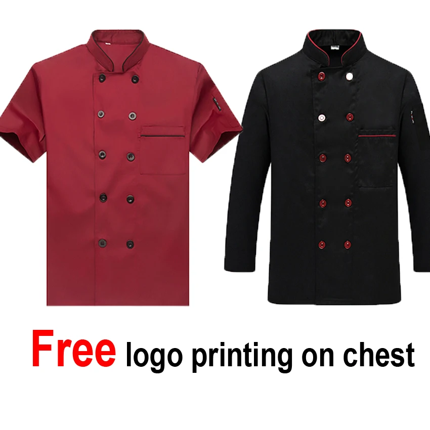 

Short&full Sleeve Man Male Chef Uniform Jacket Coat Free Logo Printing Food Service Restaurant Waiter Waitress Work Wear