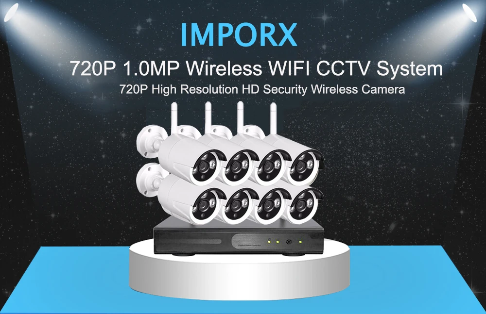 IMPORX 8CH NVR комплект 8 шт. камера s 720 P HD CCTV Wi Fi товары теле и видеонаблюдения IR-CUT Открытый безопасности камера системы с 10''LCD 2 ТБ HDD