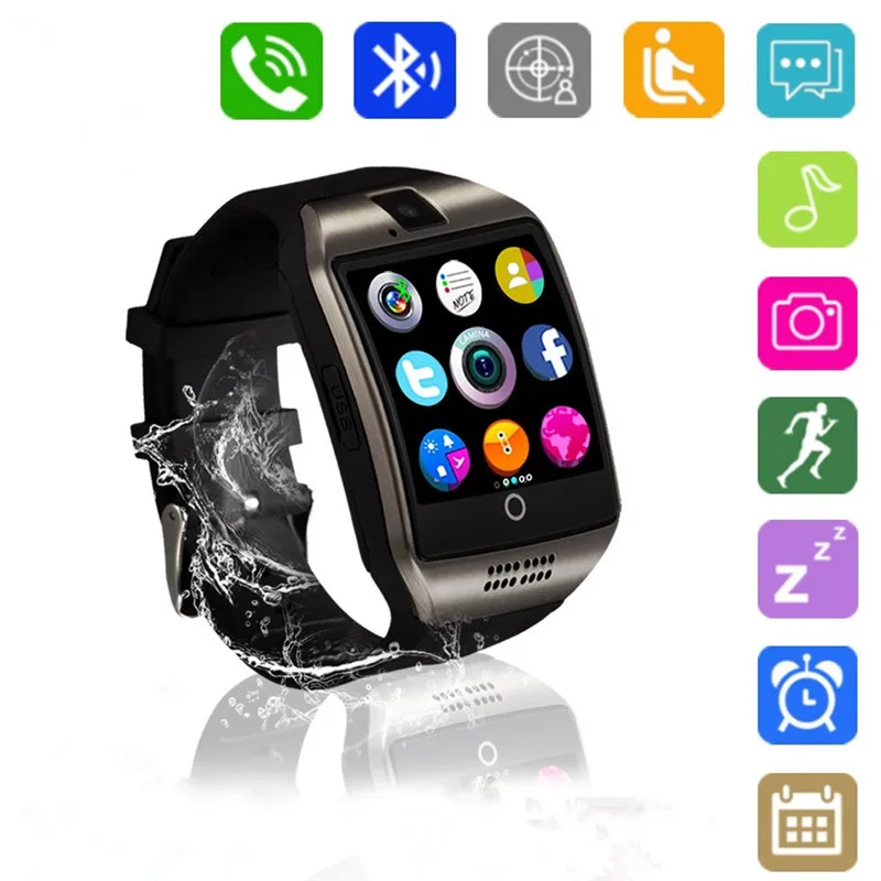 

Q18 Bluetooth Smart Bracelet Watch Support SIM TF Card 1.54'' TFT Wrist Bracelet pedometer sleep monitor for Android iphone