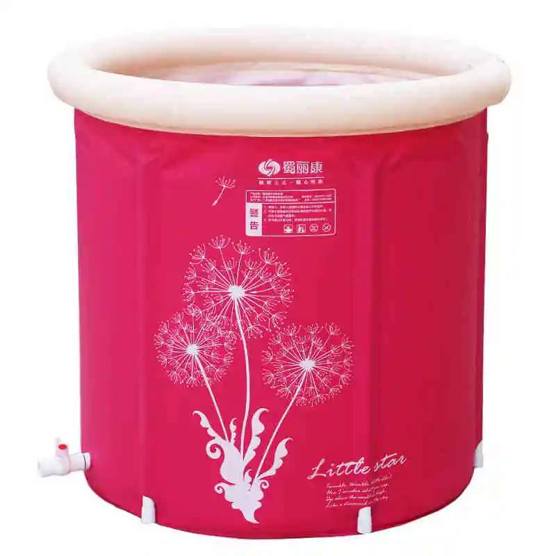 Deep Blue Folding Bathtub, Inflatable Bath, Thick Plastic Bathtub