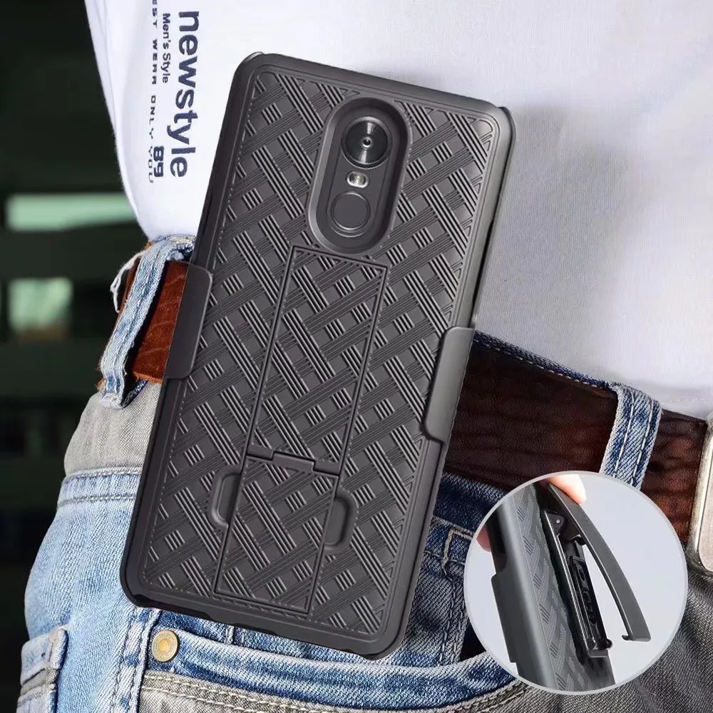

10pcs Stylo 4 phone case Waist belt Clip For LG Stylo 4 hard kickstand Anti-knock Shell Cover Rugged cases For LG K10 2018 V30
