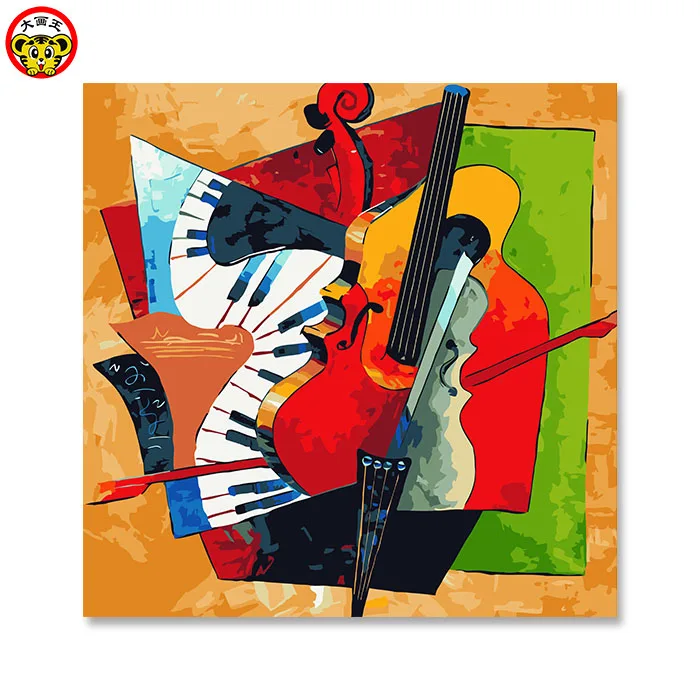 Preise Malerei durch zahlen kunst farbe durch zahl abstraktion Abstrakt die gitarre Gerahmte Bilder DIY Hause Dekoration Für Wohnzimmer DIY