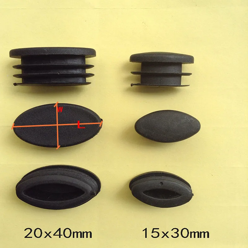 

50 pcs 15x30 20x40 olive tube plug tube ending protector cap cover pad ends oval elliptical tube insert end chair leg feet