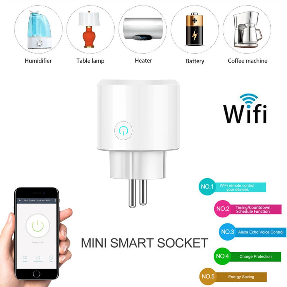 ЕС WiFi Smart Plug Smart Wi-Fi пульт дистанционного управления адаптер разъема Smart Outlet работает с Alexa Google Home IFTTT для IOS Android