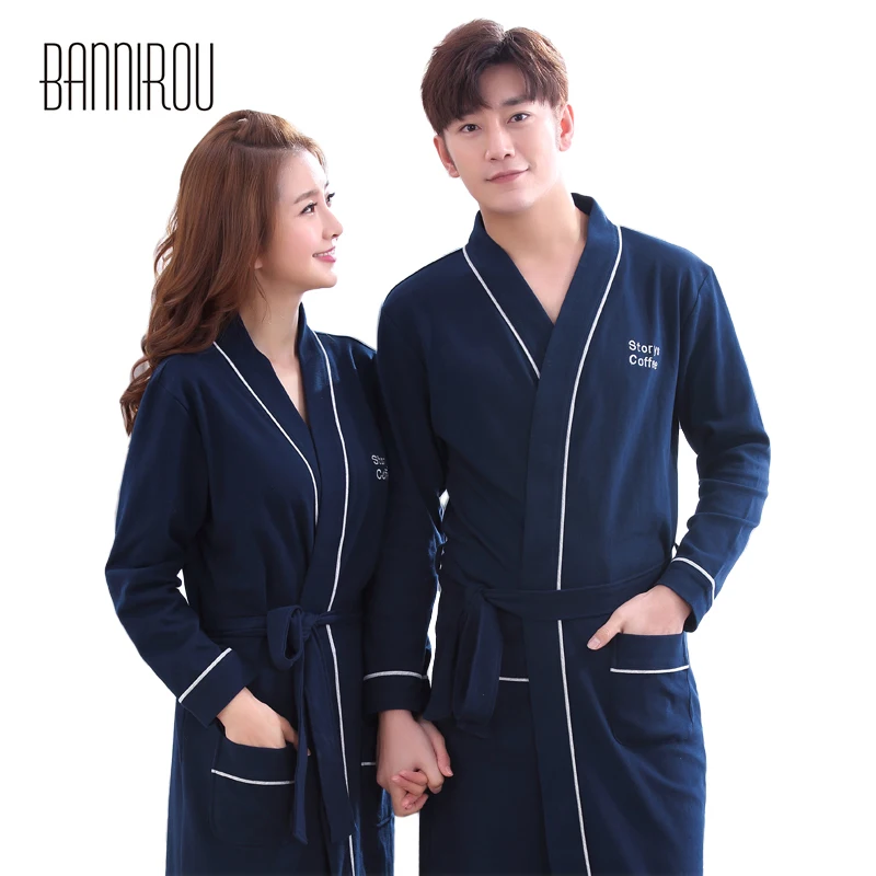 Couple Matching Bathrobe Simple Solid 100 Cotton Woman Man Plus Size
