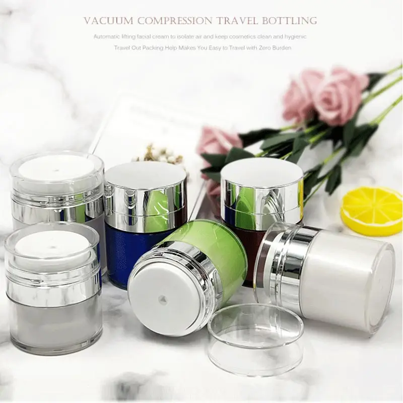  1pc 15g 30g 50g Cosmetic Jar Empty Acrylic Cream CansVacuum BottlePress Cream JarSample VialsAirles
