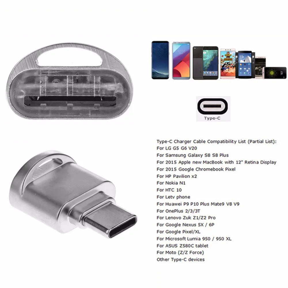 USB 3.1 Type C Micro SD TF Memory Card Reader OTG Adapter For Samsung S8 LG G6 Xiaomi Huawei P9 P10 MacBook Chromebook OnePlus