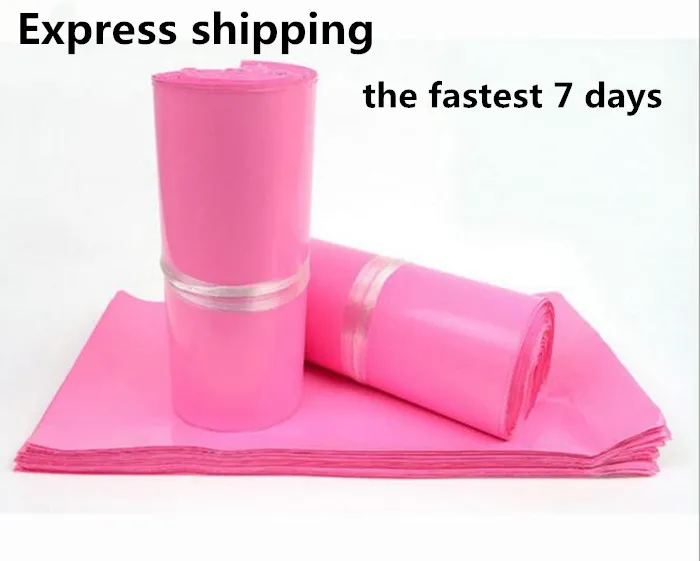500 шт./лот, печать логотипа, толщина, розовый Экспресс-курьер, полиэтиленовый пакет, самоклеющийся полиэтиленовый почтовый пакет, сумка для хранения