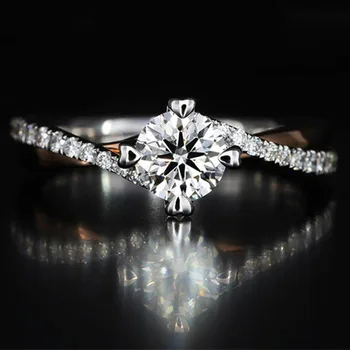 

1 Carat 18K White Gold Moissanite Diamond Ring Luxury Classic Cross Women Wedding Party Engagement Anniversary Ring 1 Ct 6.5mm