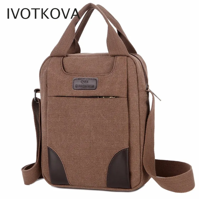 IVOTKOVA Мужская холщовая мягкая сумка деловой портфель мужская верхняя ручка