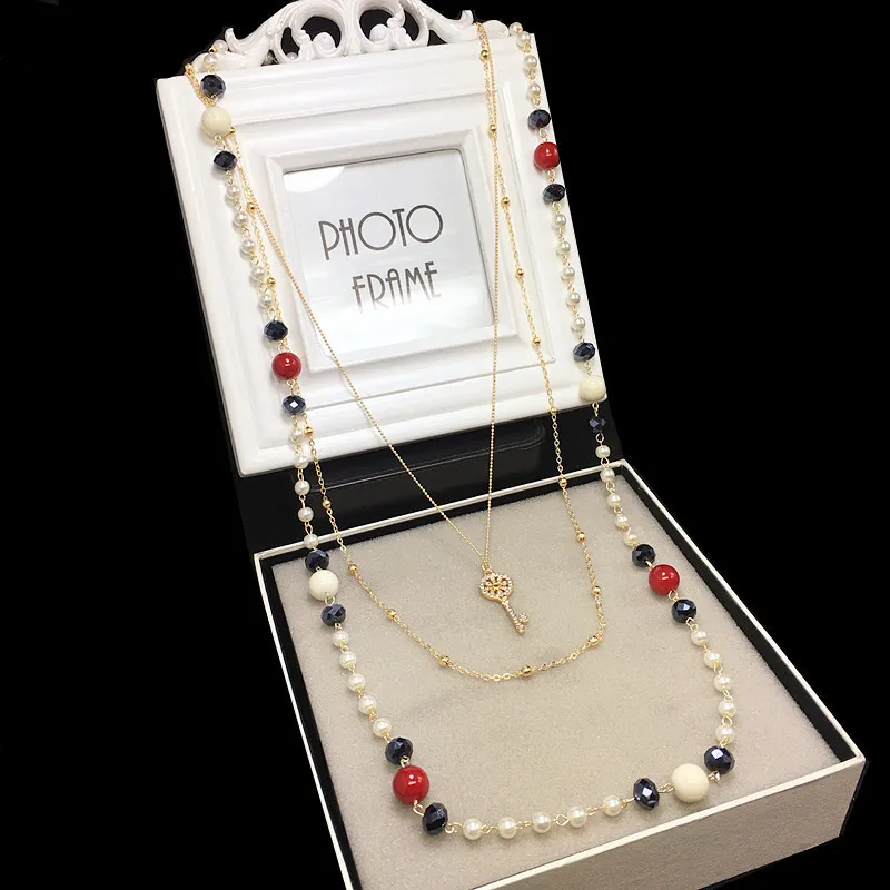 N17 цветной шейный ключ от известного бренда Collier Femme ювелирный свитер с жемчугом