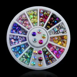 12 Цветов акриловых ногтей DIY Украшение стразами кристалл колесо для ногтей