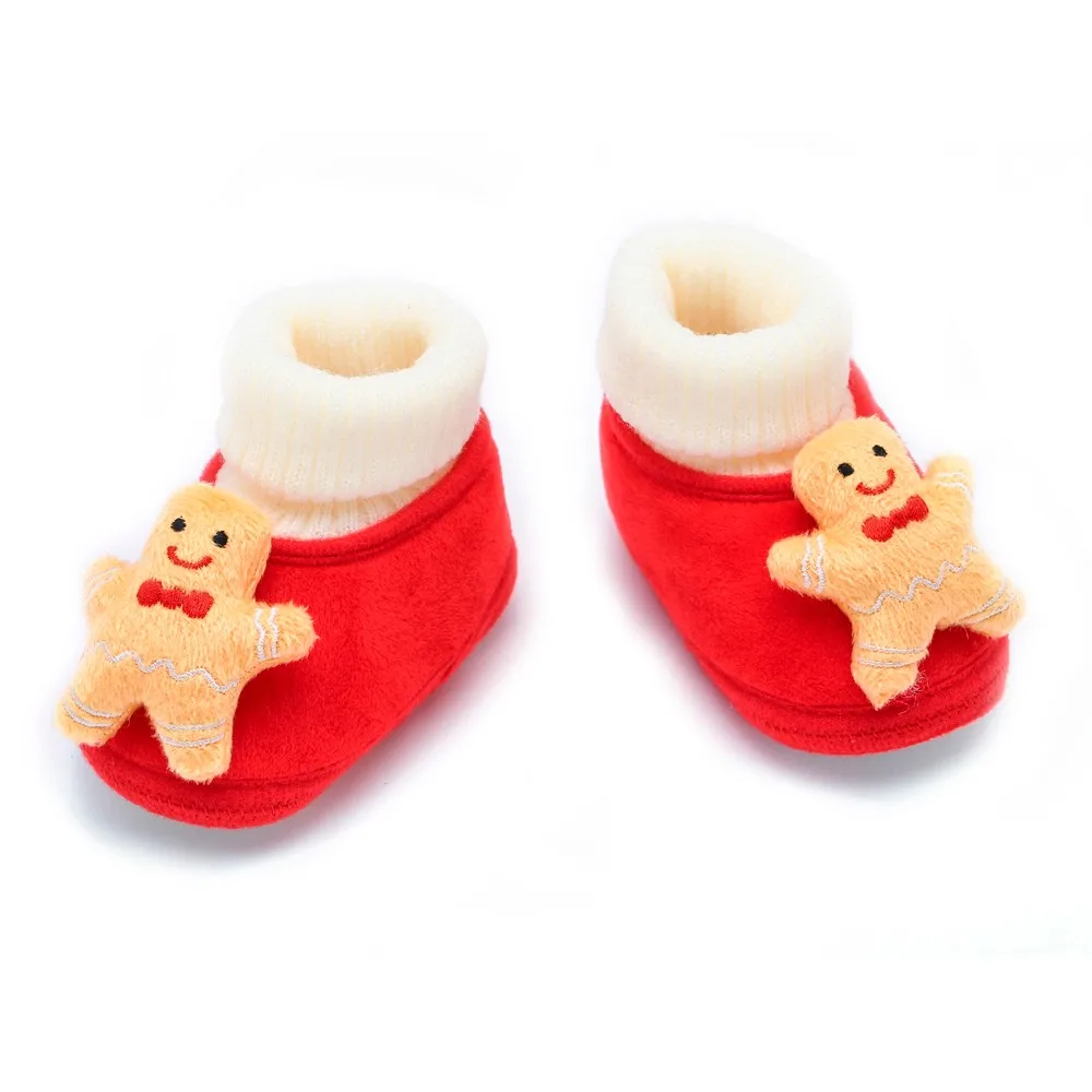 Newborn Toddler Baby Christmas Deer Cartoon Warm Soft Sole Boot Cotton Shoes