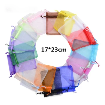 

Wholesale 100pcs/lot Organza Bags 17*23 cm,Multicolor Organza Packaging Bags For Wedding Gift Bags Jewelry Bag Pouches