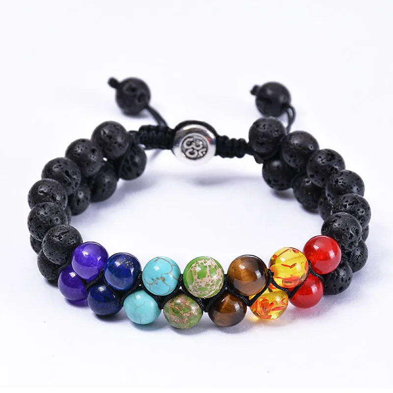 Буддизм Исцеление макраме духовные браслеты Для мужчин Для женщин целитель рейки 7 Чакра браслет натуральный камень Йога Jewelry DY-01