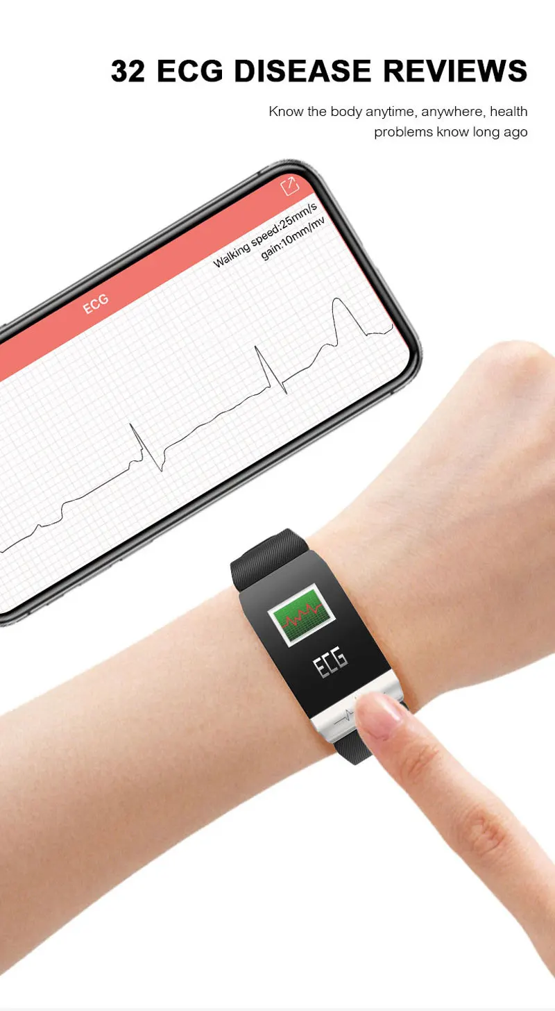 Smart band High-end Fitness Tracker ECG PPG Blood Pressure Waterproof Heart Rate Monitor Smart Weather Forecast Smart Bracelet
