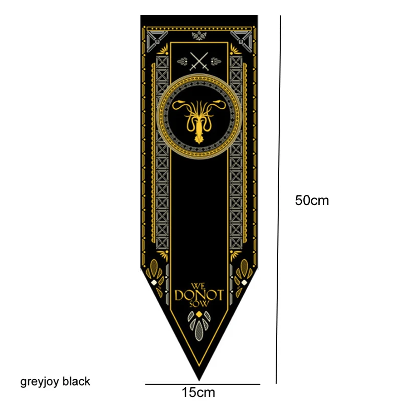 Домашний декор Игра престолов баннер флаг Старк Тулли Мартелл волк Дракон полиэстер престолов баннер игры украшения Болтон флаг - Цвет: greyjoy black