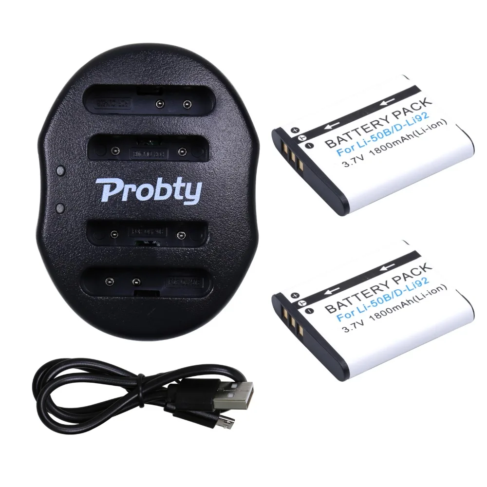

2pcs 1800mAh Li-50B D-LI92 Li 50B D LI92 Li-ion camera Battery + USB Dual Charger For Olympus 1020 1010 1030 Pentax X70