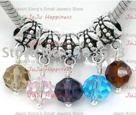 

20pieces 24*6mm Mixed Color Crystal Quartz Facted Dangle Beads Fit Charm Bracelets a1173