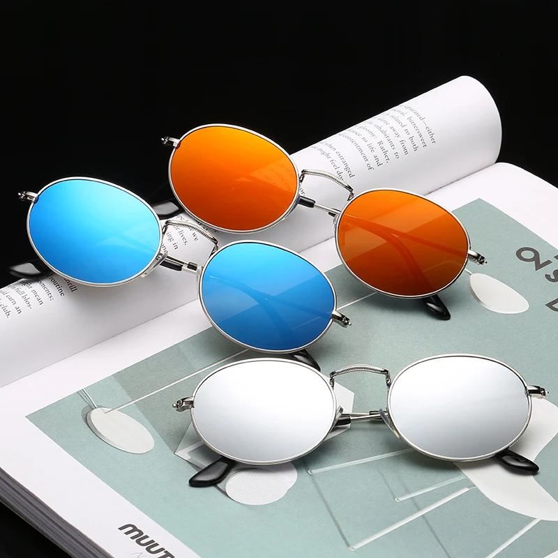 

sunglass Frame Sunglasses Colorful sunglases Masque Sun glasses Reflective Glass Vintage Metal Oval Small
