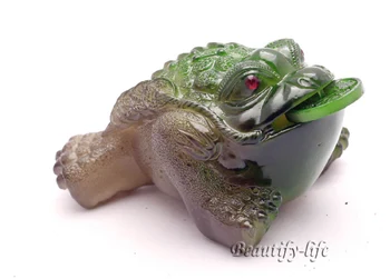 

Allochroic Mascot,Green Mony Toad Ornament, tea pet,Fengshui,Best Gifts,Novel present, arts&Crafts,will change color, S1009A